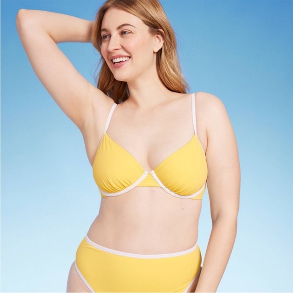 Shade & Shore Women's Underwire Contrast Band Bikini Top - Picture 1 of 8